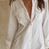 Bohemian Eyelet Hem Resort White Shirt Mini Dress