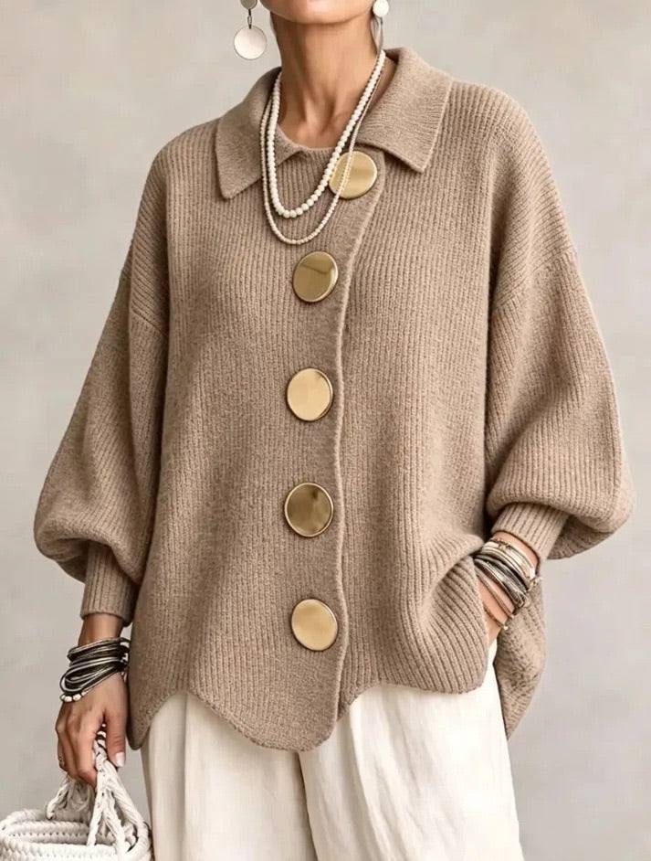 Karina - Soft Oversized Collared Button Cardigan