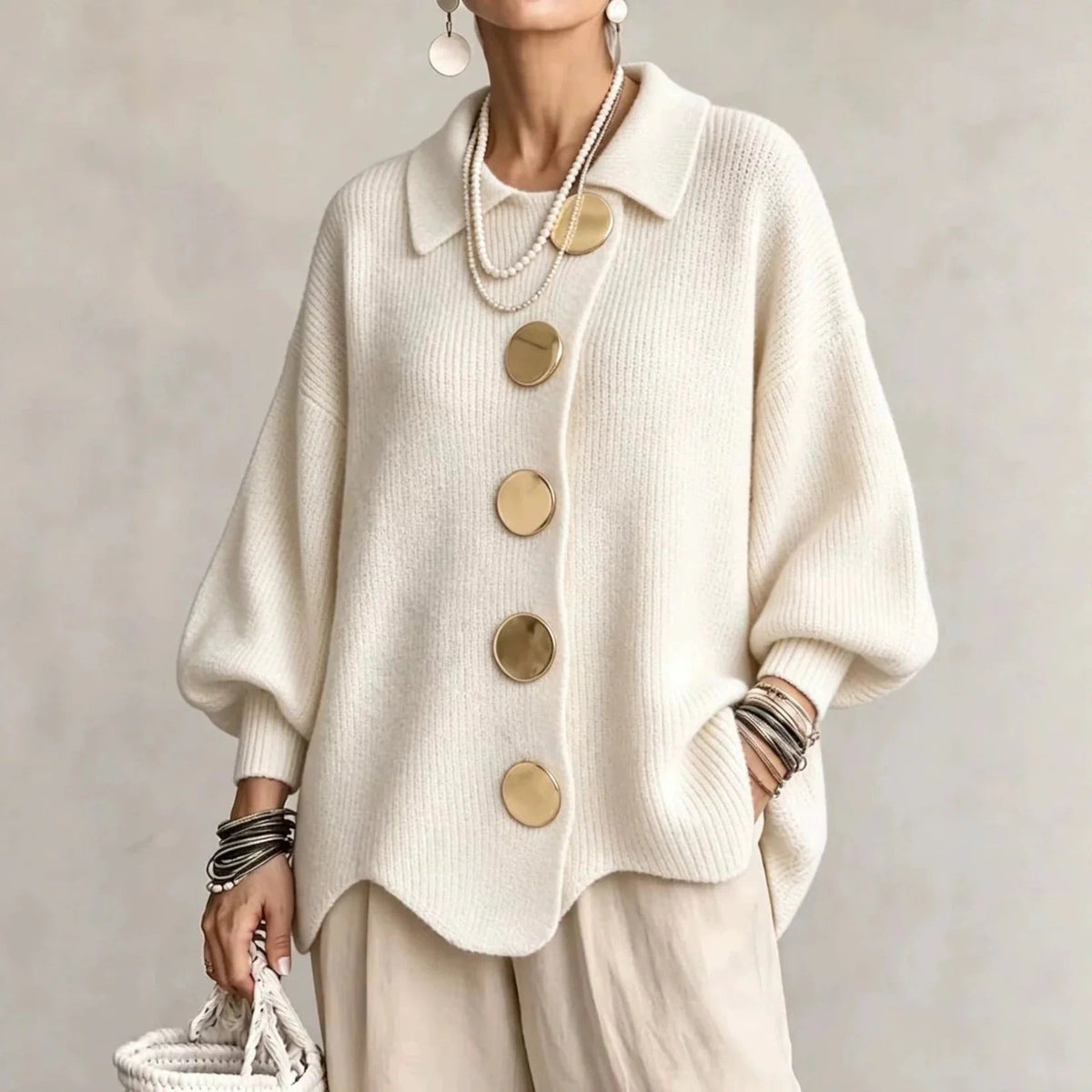 Karina - Soft Oversized Collared Button Cardigan