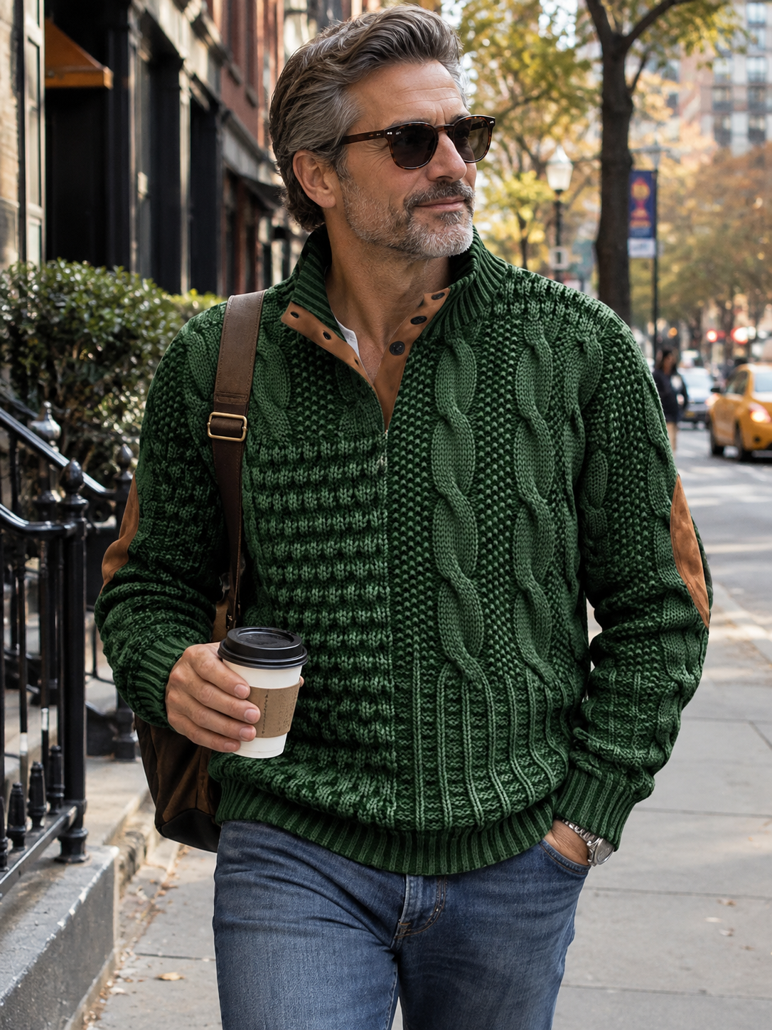 Olivier | Men's Cable Knit Quarter-Zip Sweater