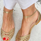 Isadora – Woven Gold Sandals