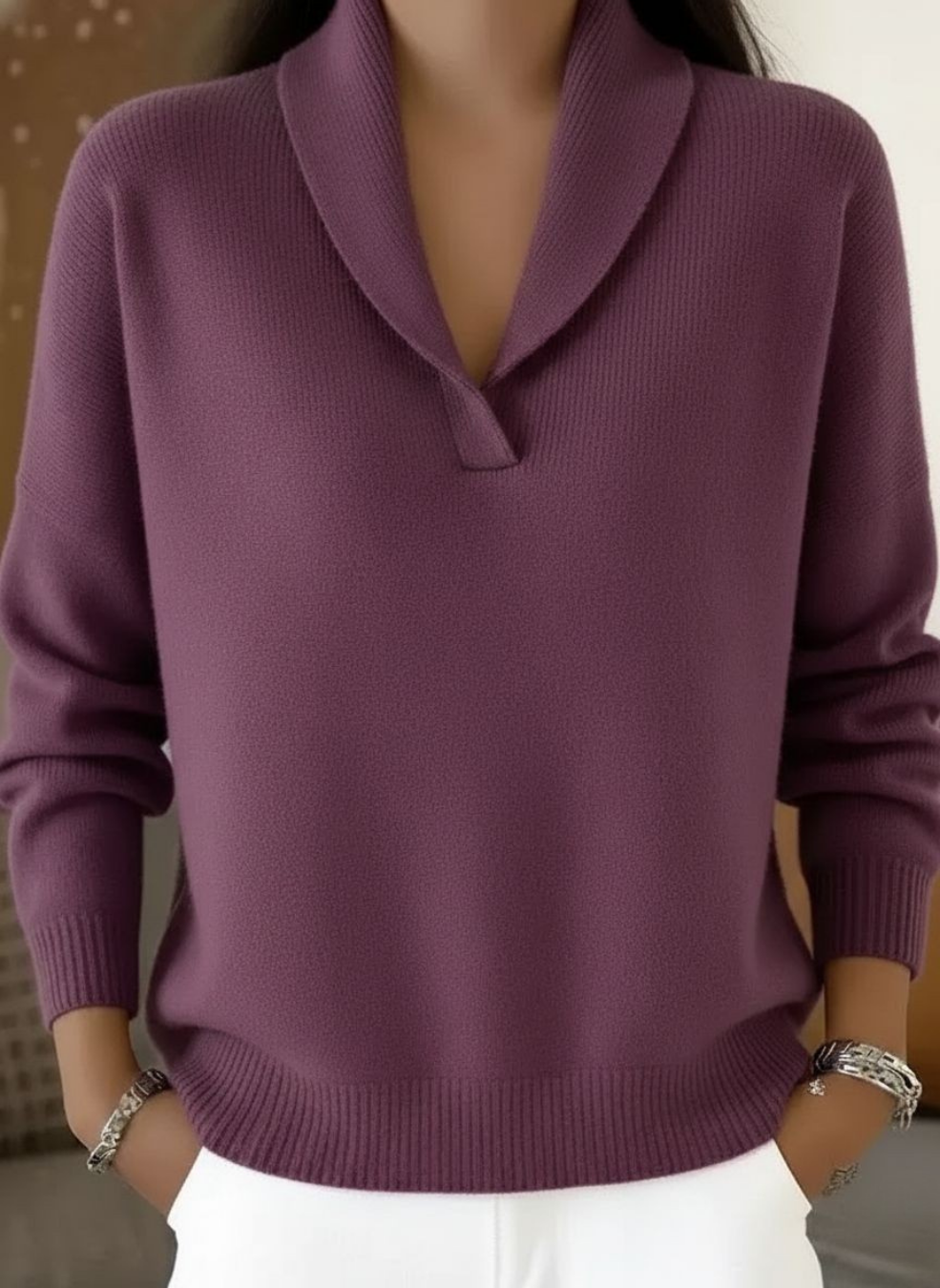 Antonine | Shawl Collar V-Neck Sweater