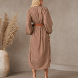 Sienna | Belted Striped Midi Shirt Dress