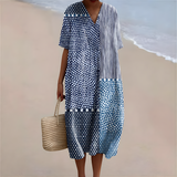 Samira™ | Blue Patchwork Breeze Summer Dress