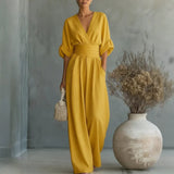 Elowen | Elegant Draped Wide-Leg Jumpsuit