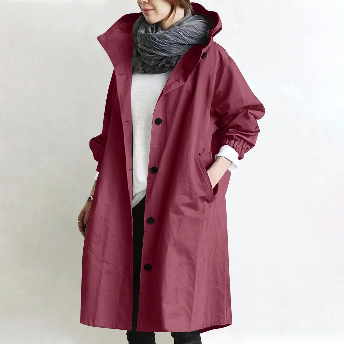 Audrey | Hooded Longline Trench Coat