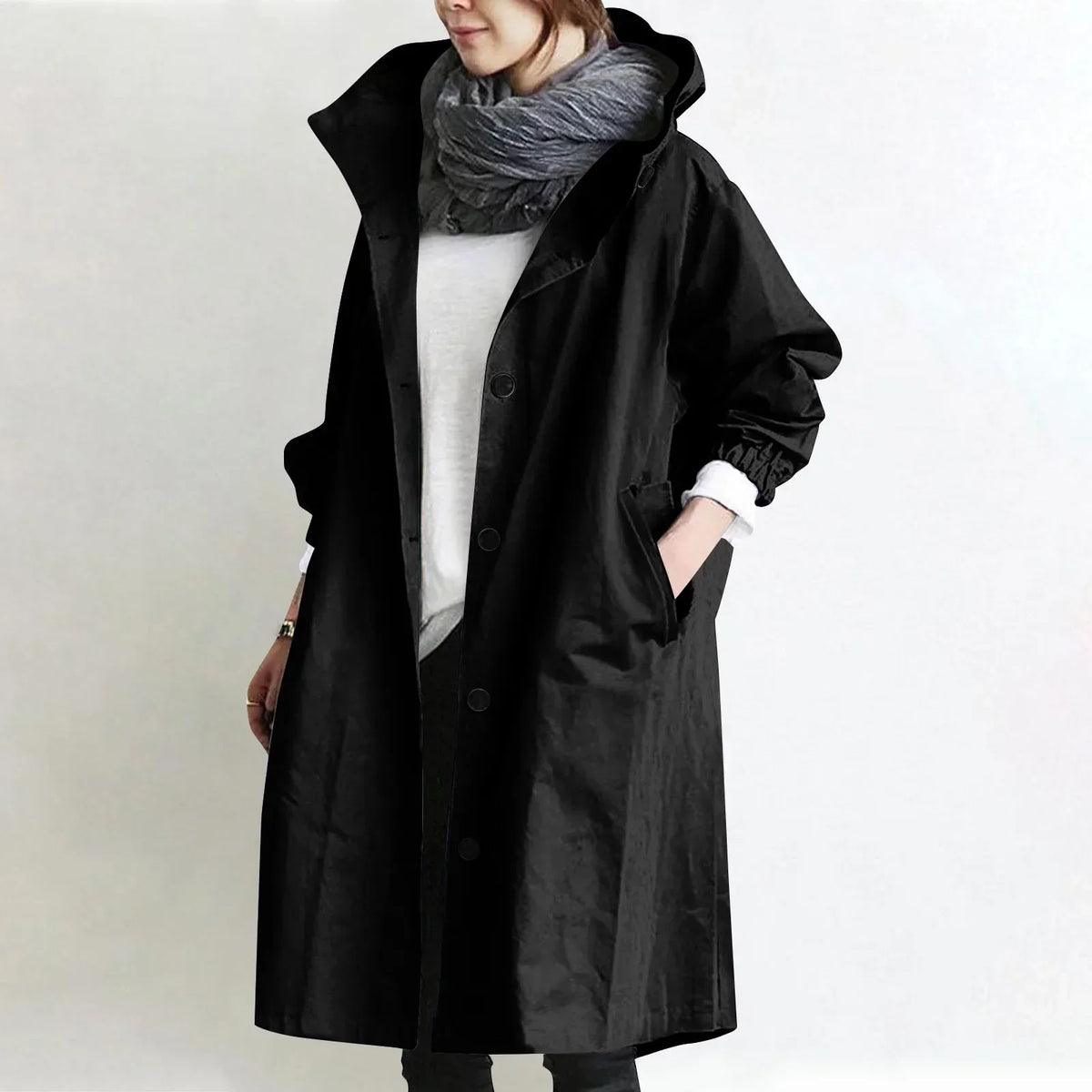 Audrey | Hooded Longline Trench Coat
