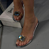 PETRA | CLEAR CRYSTAL EMBELLISHED FLAT SANDALS
