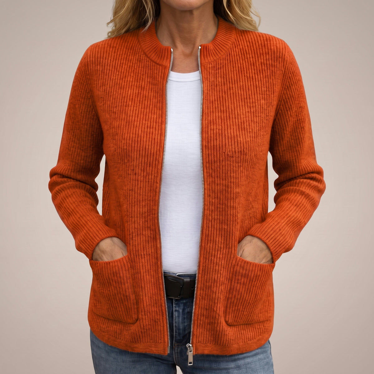 Brooke | Cozy Zip-Up Cardigan with Deep Pockets
