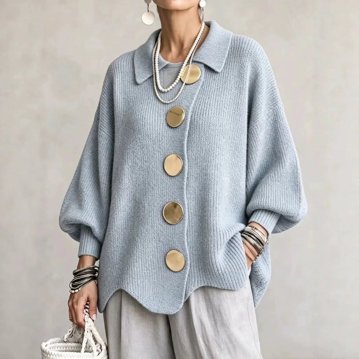 Karina - Soft Oversized Collared Button Cardigan