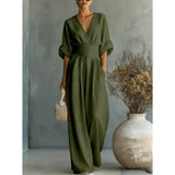 Elowen | Elegant Draped Wide-Leg Jumpsuit