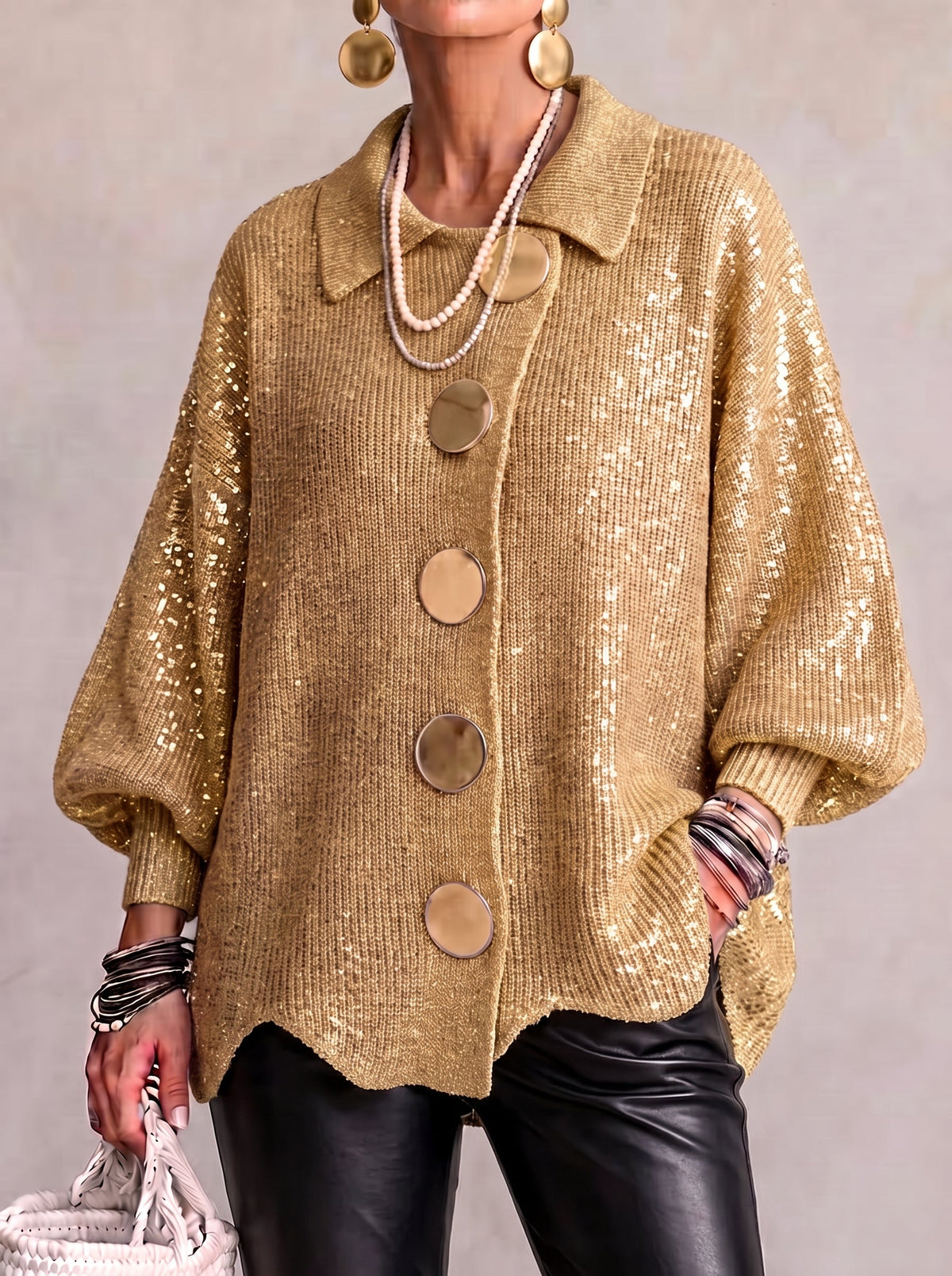 Karina - Soft Oversized Collared Button Cardigan